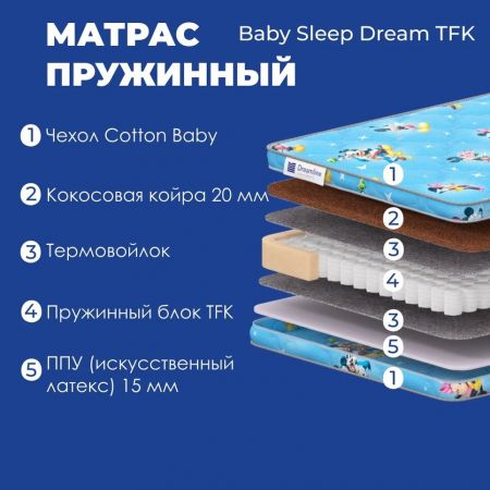 Детский Матрас DreamLine Baby Sleep Dream TFK (Бэйби&nbsp;Слип&nbsp;Дрим&nbsp;ТФК)